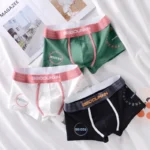 Breathable Cotton Boxer Shorts Elastic Waistband Men's Underwear Color blocking Men Underpants 3D-Pouth Male Boxer Briefs