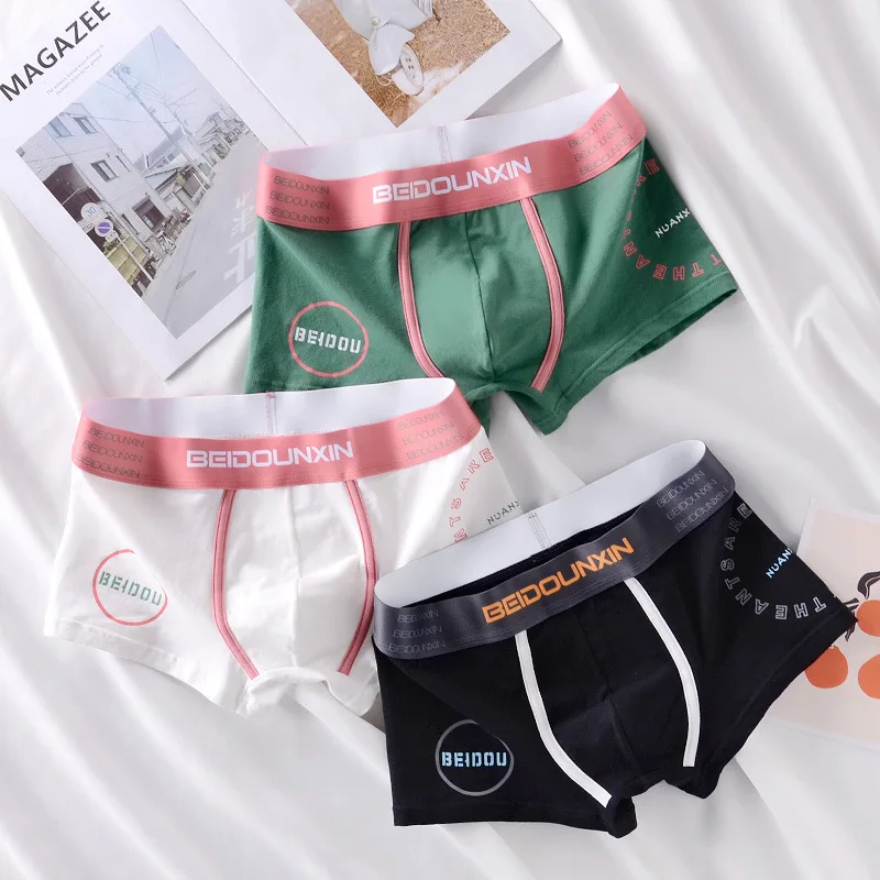 kf-S83064edcb8ff4ad2bc7448949c935df1u Breathable Cotton Boxer Shorts Elastic Waistband Men's Underwear Color blocking Men Underpants 3D-Pouth Male Boxer Briefs - Image 1