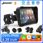 6.25" Motorcycle GPS Navigation DVR Carplay Screen Dual Cameras Drive Recorder IPX7 Waterproof Moto Monitor Support TPMS