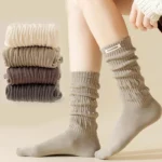 New Pile Socks Autumn Winter Loose Long Socks Hosiery Mid-tube Socks Solid Color Fashion Cute Japanese Korean Style Stockings - Image 3