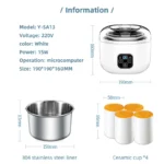 1.0L Automatic Yogurt Maker with Jars Household Multifunction Mini Yogurt Machine Rice Wine Natto Machine DIY Yogurt Tools 220V - Image 6