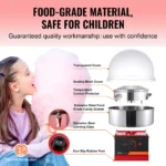 SucceBuy Electric Cotton Candy Machine Candy Floss Maker Commercial Cotton Candy Machine Stainless Steel Bowl and Sugar Scoop - Image 4