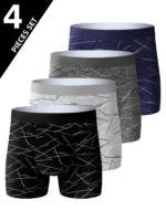 4 Piece Set of Men's Underwear Sports Fitness Pants Breathable Comfortable Long Briefs Athletic Casual Fashion Long Boxer Brief