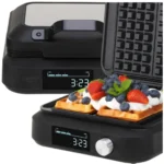 2200W Waffle Machine With LED Display Boxed Sensor 6 Degrees Flush Deep Plates For 2 Waffles Non-stick Coating