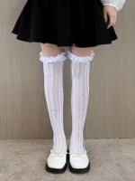 1 pair of new Lolita stockings lace stockings Lolita knee high JK girls thigh stockings Cos knee high stockings - Image 3