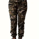 Camo Print Flap Pockets Cargo Pants, Casual Straight Leg Pants For Spring & Summer, Women's Clothing