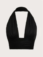 Sexy Solid Backless Crop Halter Top Women Summer 2024 Y2K Clothes Grunge High Street Style Club Sleeveless Cami Top Streetwear