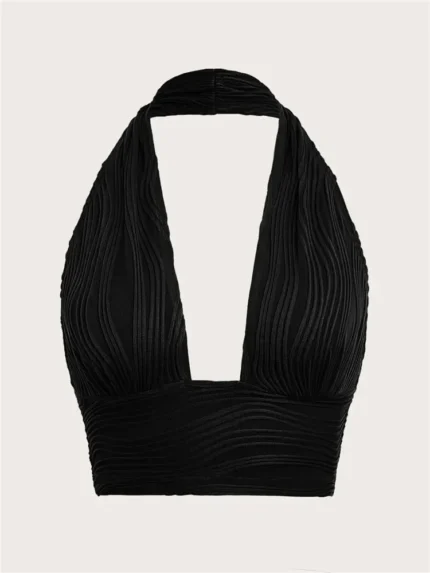 Sexy Solid Backless Crop Halter Top Women Summer 2024 Y2K Clothes Grunge High Street Style Club Sleeveless Cami Top Streetwear