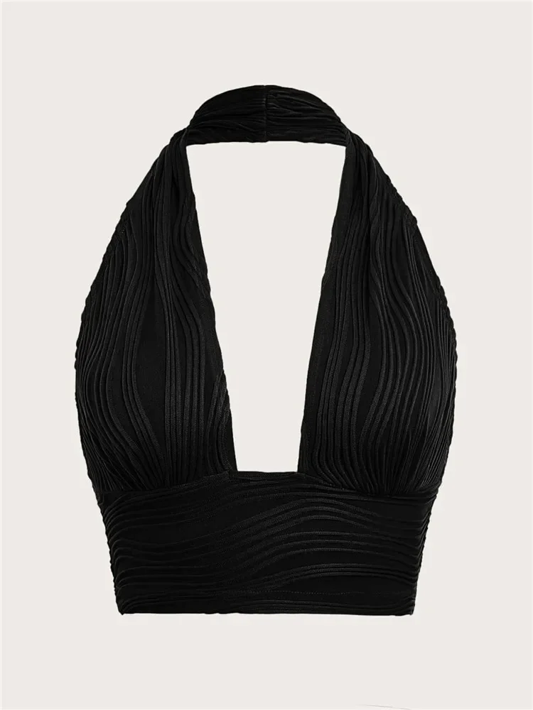 kf-S995bceeb5a9f4199a77ffb0516d218cfj Sexy Solid Backless Crop Halter Top Women Summer 2024 Y2K Clothes Grunge High Street Style Club Sleeveless Cami Top Streetwear - Image 1