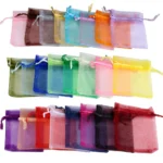 100pcs/lot 24 Colors Organza Jewelry Bags 7x9 9x12 10x15 13x18CM Drawstring Pouches For Wedding Candy Gift Bags Jewelry Packing