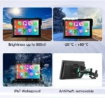 Jansite 5/7 inch Portable Carplay Motorcycle DVR GPS Navigation IPX7 Waterproof LCD Display For Wireless CarPlay Android Auto - Image 5