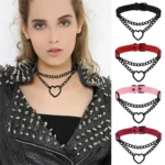 Fashion Simple Heart Metal Pendant PU Leather Necklaces Sexy Women Neck Harness Choker Collar Jewelry Accessories Gift Punk Goth - Image 3