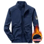 Men's Stand Collar Fleece Jacket Autumn and Winter Warm Hiking Full Zip Warm Jacket Vintage Sports Streetwear Sweatshirt Coat