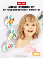 3Pcs/Set Suction Cup Spinning Cartoon Animal Spinner Toys Kids Window Baby High Chair Table Travel Bath Toy for Children Gift - Image 2