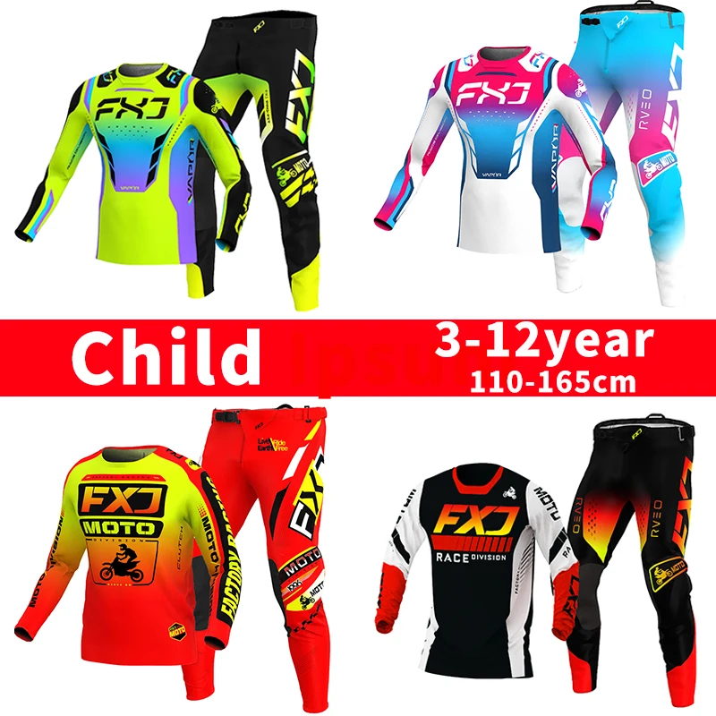 kf-S9f7449f5d9e149e8bb9280adabf1c1449 motocross jersey and pants kids clothing big boy girl Youth child Motorcycle mx gear set racing suit Customized Number Name - Image 1