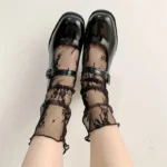 1/2/3Pairs Floral Lace Mesh Socks, Sweet & Cute Lolita Lettuce Trim Socks, Women's Stockings & Hosiery - Image 4