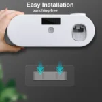 UV Toothbrush Sanitizer Holder with Toothpaste Dispenser for 5 Brushes Rechargeable Wall Mounted UV-C Sterilizer for Bathroom - Image 4