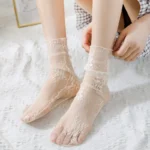Women's Harajuku Ladies Breathable Transparent Floral Lace Socks Sweet Mesh Fishnet Socks Soft Funny Socks Hosiery Sox - Image 2
