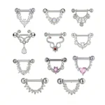 2pc 16G 14G Titanium Barbell CZ Zircon Nipple Shield Jewelry Women Anti-allergic Body Piercing Rings Sexy Shoppings Acessorios