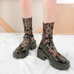 Women's Harajuku Kawaii Ladies Breathable Transparent Floral Lace Socks Sweet Mesh Fishnet Socks Soft Funny Socks Hosiery - Image 4