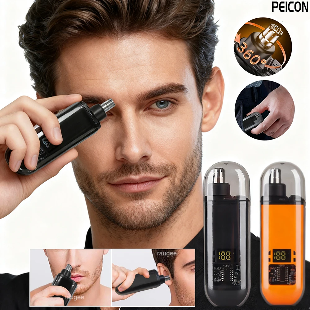 kf-Sab10d8f58e9f4bf399ece0abf405c2991 Electric Nose Hair Trimmer for Men Portable 2 In 1 Ear And Nose Hair Clipper Painless Rechargeable LED Display Hair Trimmer - Image 1