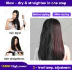 2 IN 1 Professional Hair Straightener & Hair Dryer Heat-Up Hair Flat Iron Negative Ion Iron Long-Lasting Styling Tool 210V-240V - Image 3