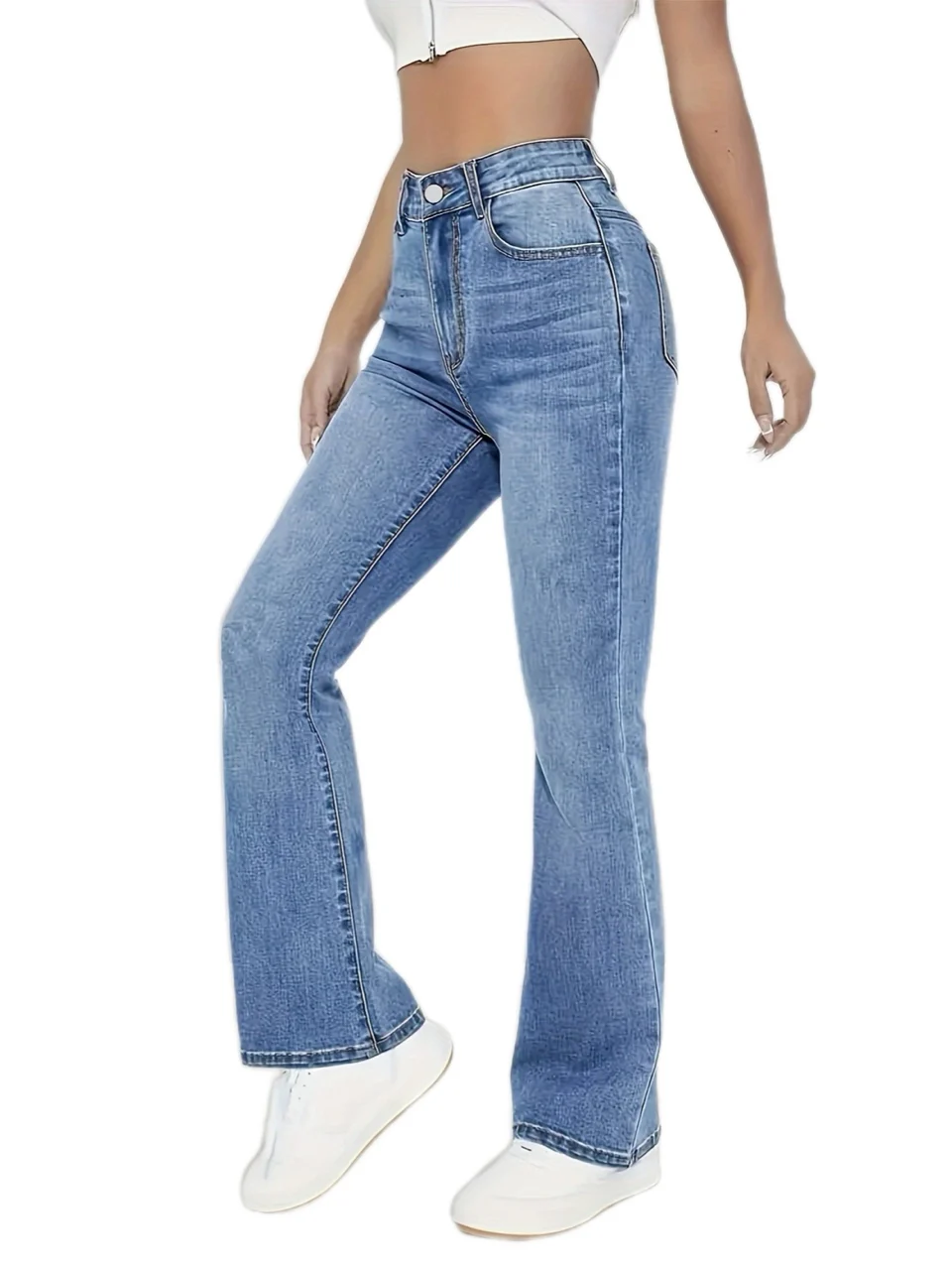 kf-Sac7daffeed994cbda38832e5f93ede09c Womens Pants Casual Streetwear High Waist Wide Leg Flared Trousers Loose Fit Comfortable Daily Walking Denim - Image 1