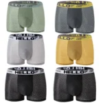 6 pieces of mesh ice silk boxing shorts for men's underwear breathable sexy slim fit and seamless flat corner pants plus size4XL - Image 6