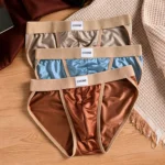 3pcs【LORIEN CREST】Luxury Men's Satin-like Ice Silk Briefs High Elastic Ultra Soft Breathable Antibacterial Comfortable Underwear - Image 3