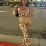 Nibber Leopard Print 2 Piece Set Women's Autumn Tracksuit Athleisure Hooded Crop Jacket + Flared Pants Stretch Matching Suit