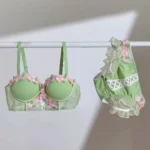 MOYISU Tushy Viral Cute Bralette Wireless Summer Bra for Teens, Anti Sagging Small Chest No Underwire Kawaii Style Lingerie Set
