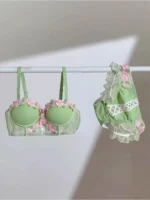 MOYISU Tushy Viral Cute Bralette Wireless Summer Bra for Teens, Anti Sagging Small Chest No Underwire Kawaii Style Lingerie Set
