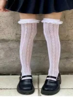 1 pair of new Lolita stockings lace stockings Lolita knee high JK girls thigh stockings Cos knee high stockings - Image 4