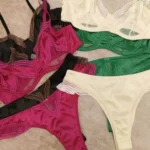 Satin Lingerie Set, French Lace Front Opening Bra - Ultra Thin Cup, Minimiser for Large Breasts & Push Up for Small BANERDANNI