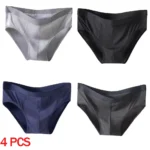 4Pcs Men's Ice Silk Briefs Men Bulge Pouch Plus Size Underwear Boy Comfortable Underpants Male Thin Breathable Triangle Panties