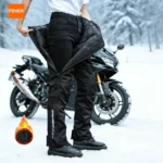 FEHER Winter Motorcycle Overpants Waterproof Quick Release for Men and Women Anti-fall Keep Warm Motorbike Trousers for Riders