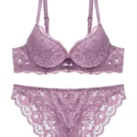 1 Set Elegant Lace Embroidery & Breathable Fabric Lingerie Set: Push-Up Bra, Drop Waist Sheer Panty - Ultimate Valentine's Day