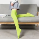 Neon Stockings For Women Japanese Mori Girl Sexy Thigh High Stockings Over Knee Elasticity Nylon Silk Stocking Female Hosiery