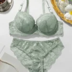 Two Pieces Transparent Floral Bras Panties Set Clothing Sexy Underwire Push Up Lingeries For Women lace bra A2123