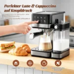 20 bar automatic espresso coffee maker with milk frother 1.2L water tank and 1L milk container for latte cappuccino - Image 3