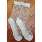 1 Pair Summer Cute Lace Short Socks Women Sexy Glass Silk Floral Breathable Ultra Thin Hosiery Girl Transparent Elastic Socks - Image 2
