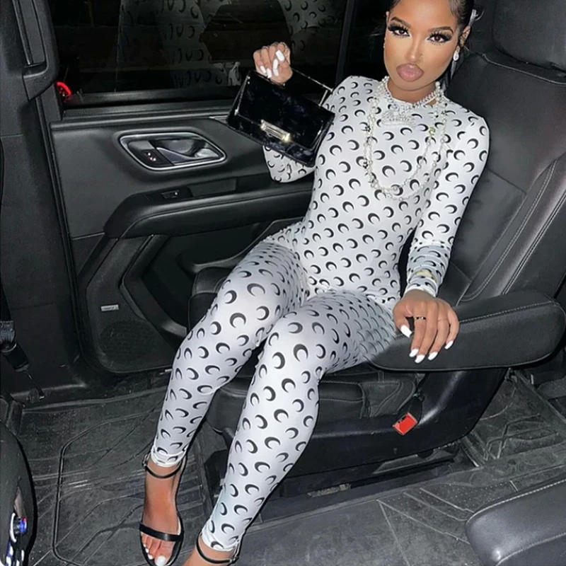 kf-Sd8507dfa586740f9906cb022f9767596K Retro Jumpsuit Women Sexy Slim Fit Moon Print Long Sleeve Tight Leggings Round Neck Versatile Casual Wear Autumn Fashion - Image 1
