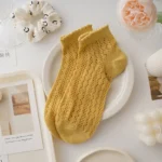 Women's Summer Thin Pure Cotton Socks, Deodorant, Sweat-Absorbent & Breathable Low Cut Boat Socks, Non-Slip Ladies Short Lace So - Image 2