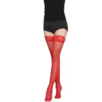1 Pairs Lace Trim Thigh High Stockings, Smooth Over The Knee Socks, Women's Stockings & Hosiery - Image 3