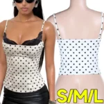 Womens Summer Sexy Vest Top Polka Dot Lace Straps Backless Tank Top Streetwear Y2K Harajuku Style Underwear Outdoor Daily Wear