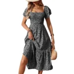 Casual Slim Printed Long Dresses For Women 2026 Fashion Summer Women's A-Line Midi Dress Elegant Vintage Female Dresses - Image 5