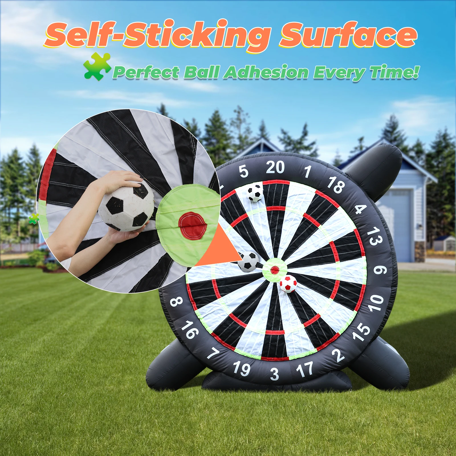 kf-Se5f9c65e907741d397914b52d1352f0dH 3m/10ft Tall Giant Inflatable Soccer Ball Darts Board with 8pcs Soccer Ball &Blower Commercial children's playground - Image 1