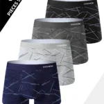 4pcs men's underwear, comfortable, soft and fashionable daily line print intimate boxer briefs, sporty and breathable boxers