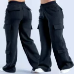 Women Fashion Low Waist Belted Straight Leg Wide Leg Trousers Solid Color Casual Joggers Multiple Pockets American Work Pants