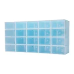20-Pack Stackable Plastic Shoe Storage Boxes Space-Saving Foldable Containers for Shoes and Small Items Durable Blue Design - Image 2